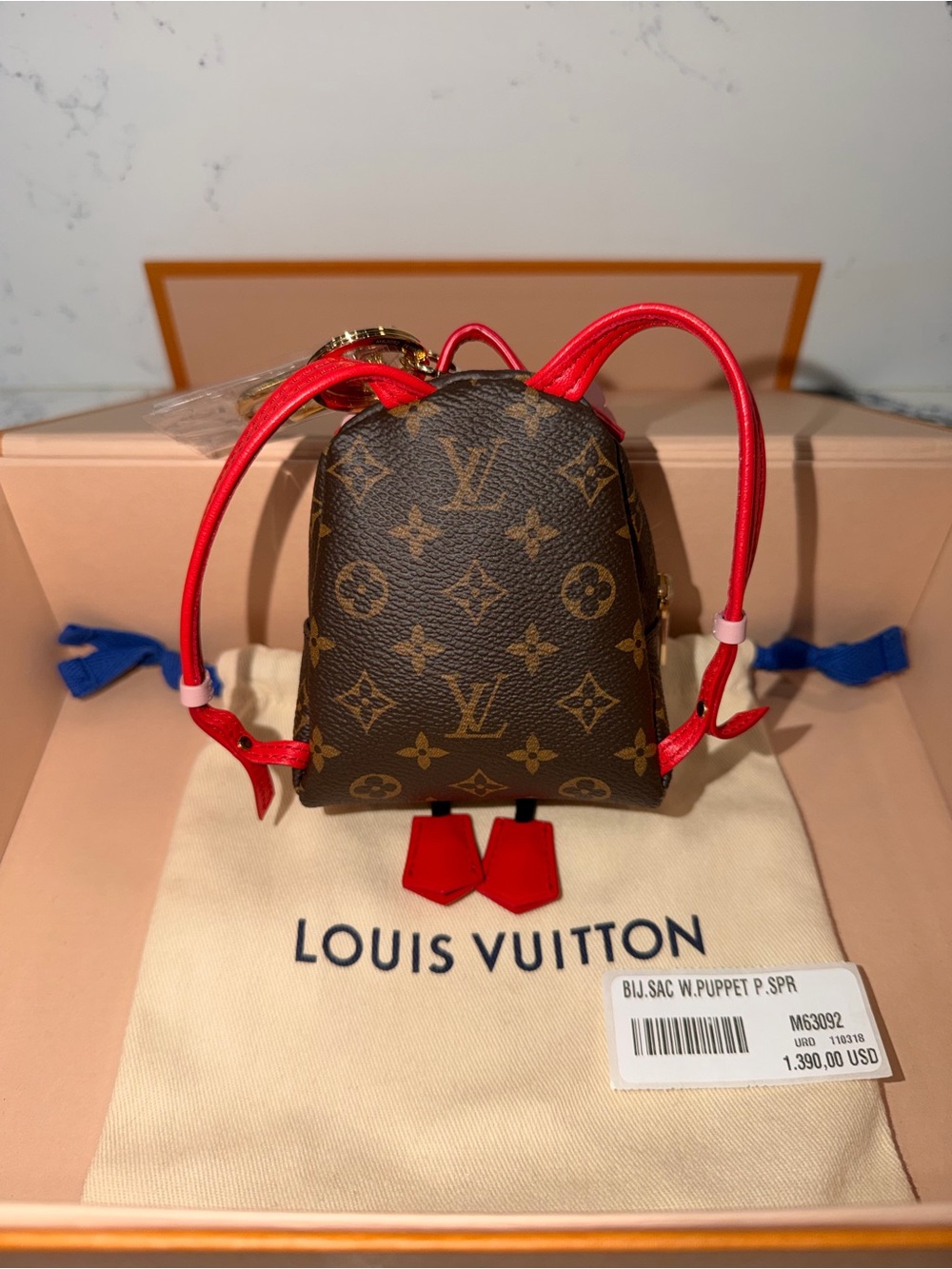 Louis Vuitton Micro Palm Springs Mink Owl Puppet Bag Charm - Picture 5 of 9